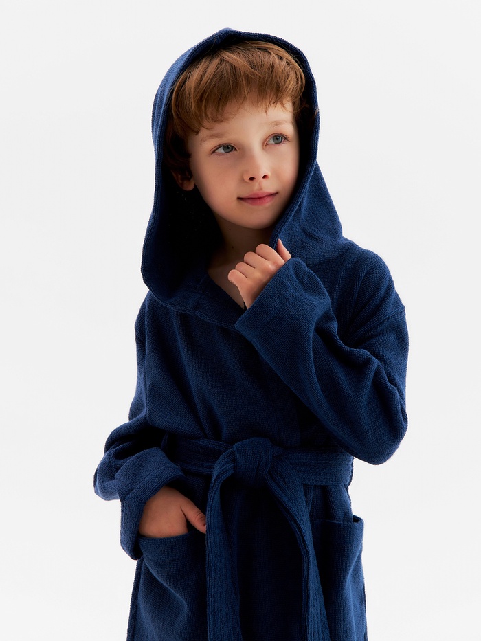 Халат махровый детский «Этель. Любимый сыночек», размер 32, синий