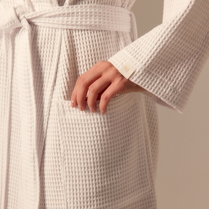 Халат вафельный женский SL HOME: Basic «Блан де Блан», размер L, хлопок 100%, белый