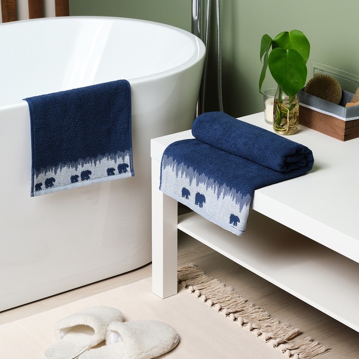 Полотенце махровое Love Life «Winter dream» 70×130 см, синий, 100% хл, 400 г/м²