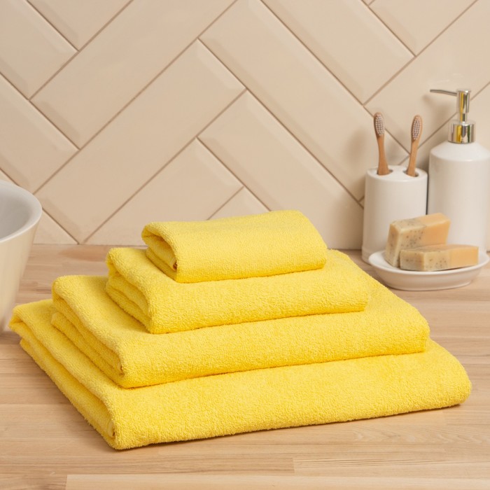 Полотенце махровое «Экономь и Я», 70×130 см, хлопок 100%, жёлтое