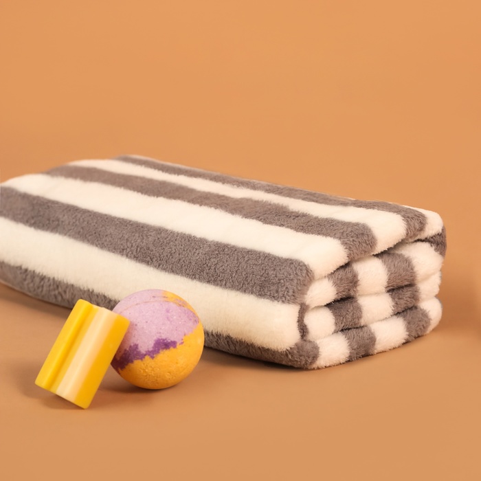 Полотенце банное «Этель. Полосы», 70×140 см, серое