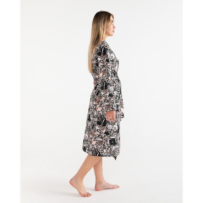 Халат женский удлинённый Этель «Леопард», размер 50-52, вафля 200 г/м², хлопок