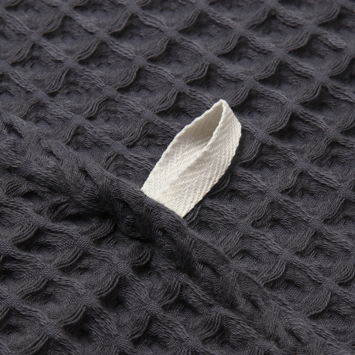Полотенце вафельное банное «Этель» Boho, 45×90 см, хлопок 100%, тёмно-серое