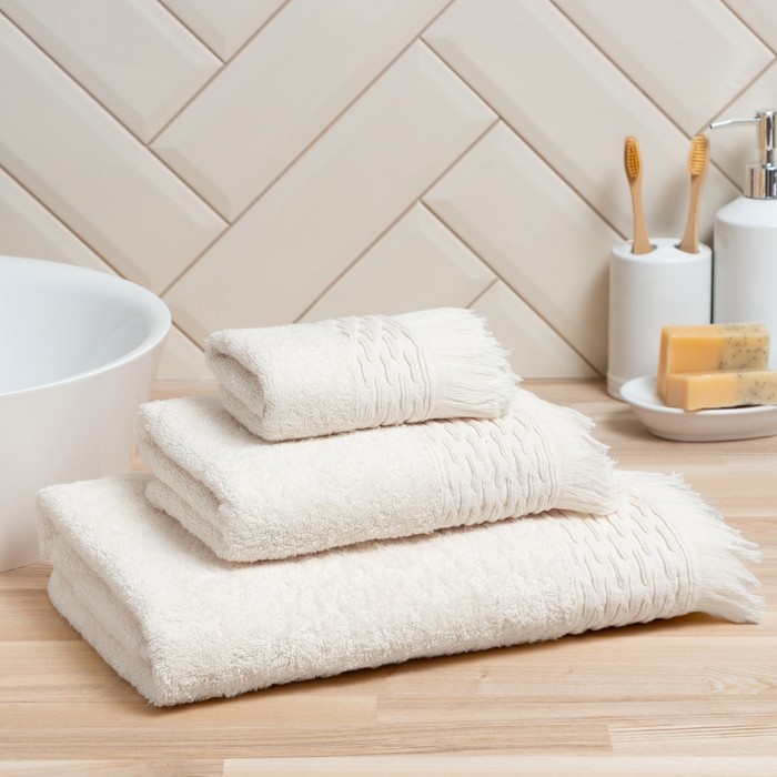 Полотенце махровое Love Life «Аморе» 70×140 см, молочный, 100% хл, 450 г/м²