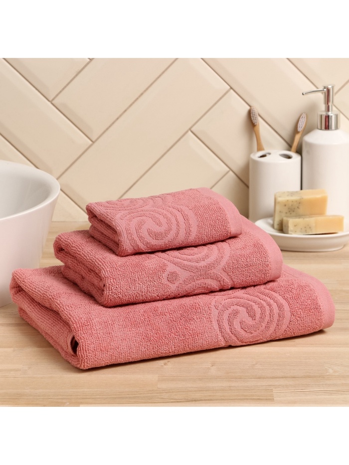 Полотенце махровое Love Life Border, 70×130 см, цвет пыльно-розовый, 100% хлопок, 380 г/м²