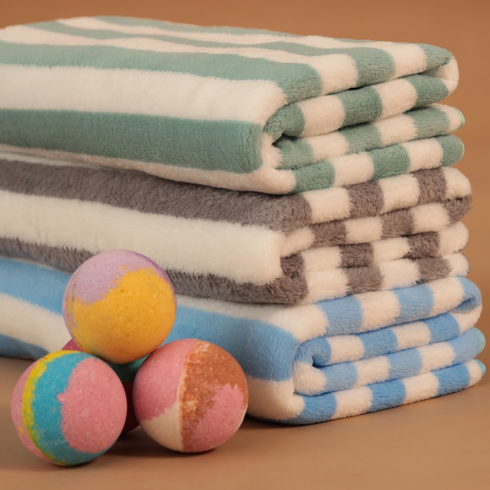 Полотенце банное «Этель. Полосы», 70×140 см, голубое