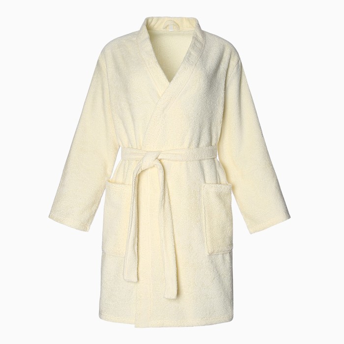 Халат махровый женский «Экономь и Я», размер 50-52, хлопок 100%, молочный