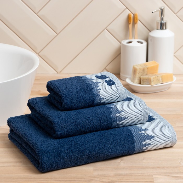 Полотенце махровое Love Life «Winter dream» 70×130 см, синий, 100% хл, 400 г/м²