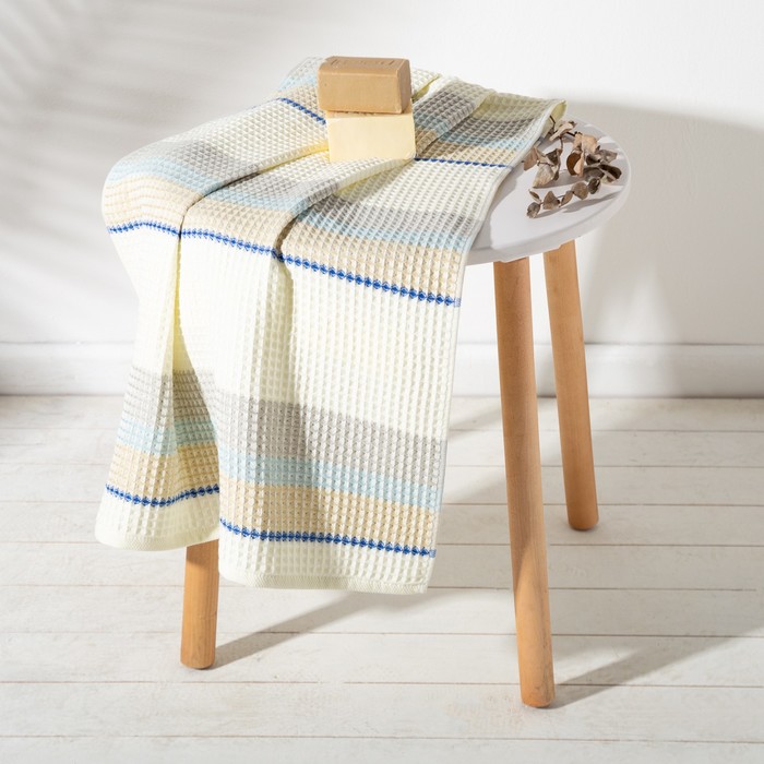 Полотенце вафельное банное «Этель» Waffle, 70×140 см, 100% хлопок, 280 г/м², бежевое