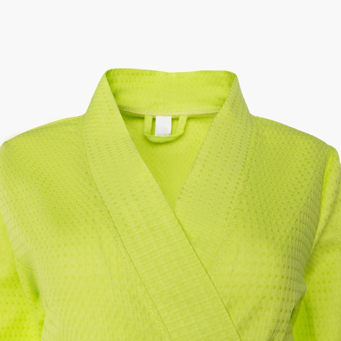 Халат вафельный женский Экономь и Я рукав 3/4, размер 46-48, салатовый, 100% хлопок, 200 г/м²