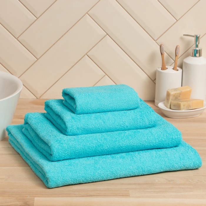 Полотенце махровое «Экономь и Я», 70×130 см, хлопок 100%, голубое