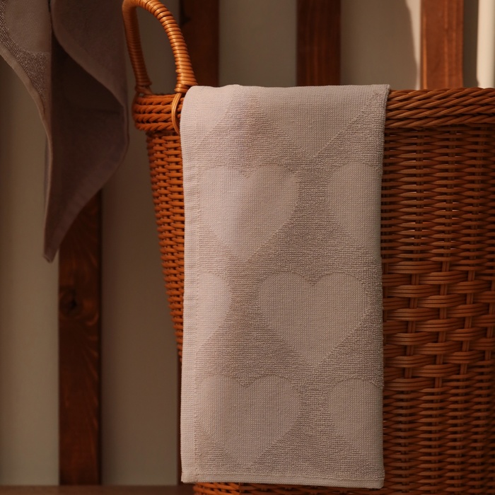 Полотенце махровое Love Life Hearts, 70×140 см, хлопок 100%, светло-розовое