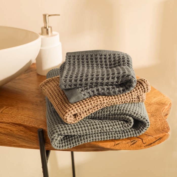 Полотенце вафельное SL HOME: Basic «Олива» 50×90 см, хлопок 100%, оливковый