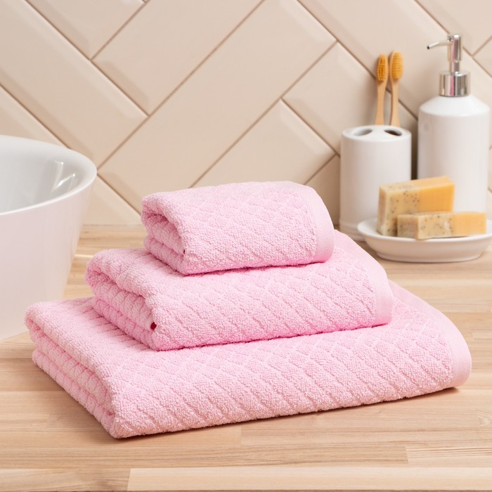 Полотенце махровое LoveLife «Минимализм» 70×120 см, розовый, 100% хлопок, 500 г/м²
