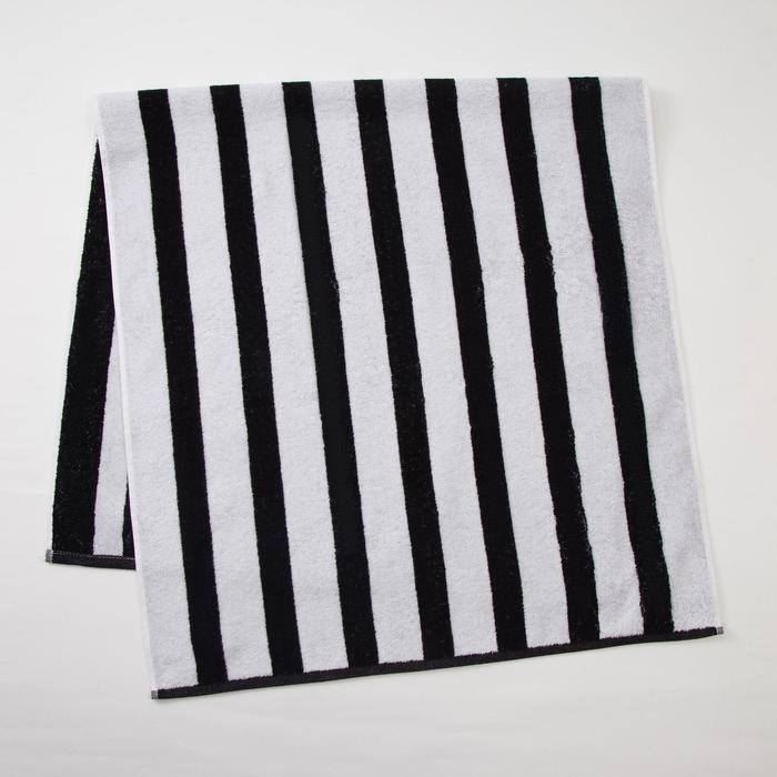 Полотенце махровое Этель ЧБ «Полоски», пестроткань, 70×130 см