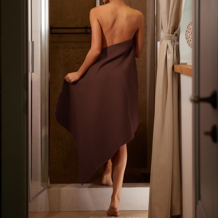 Полотенце вафельное Этель 70×140 см цвет горький шоколад, 100% хлопок, плотность 240 г/м²