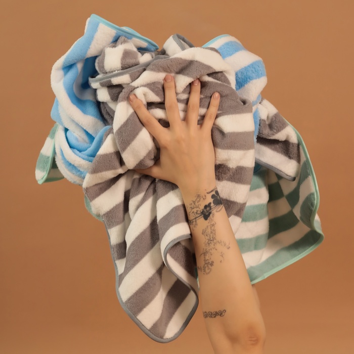 Полотенце банное «Этель. Полосы», 70×140 см, мятное