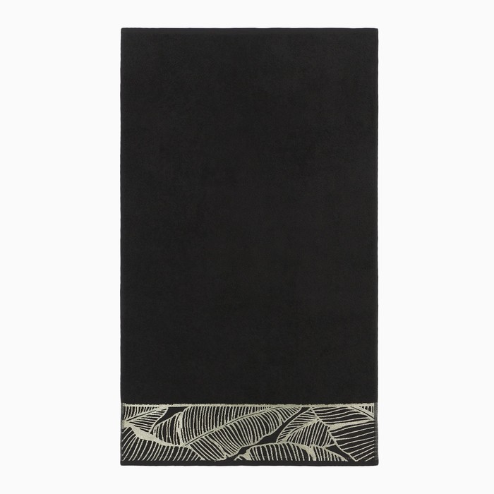 Полотенце махровое Love Life Leaves 70×140 см, чёрное 100%, чёрное