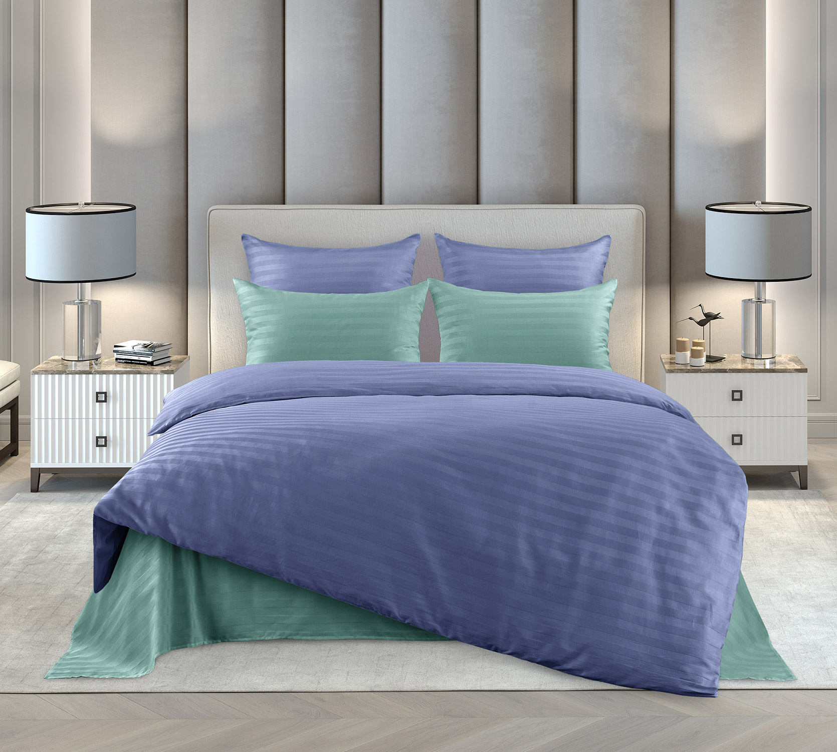 Постельное белье страйп-сатин ТМ Королевское искушение / Нефрит