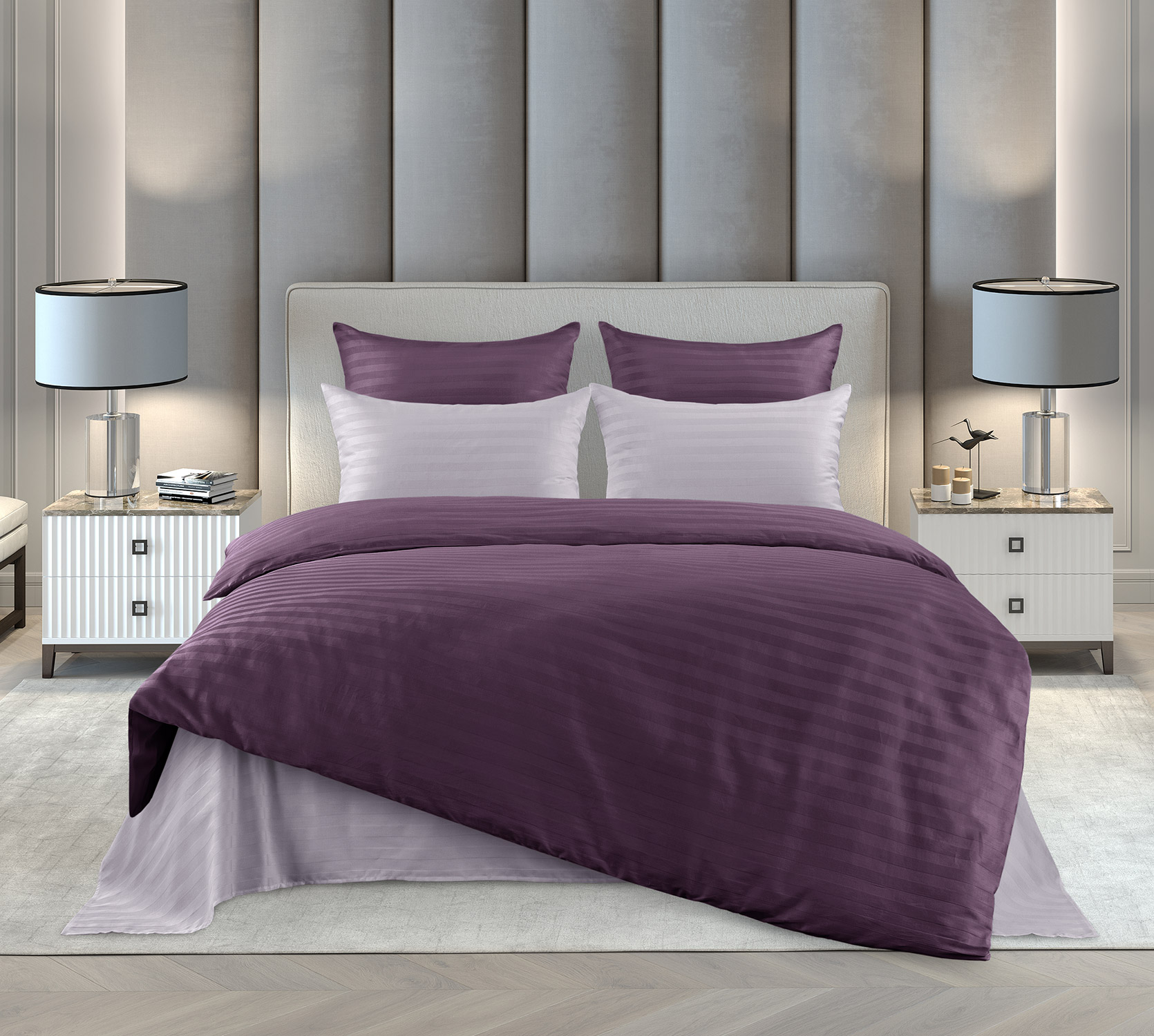 Постельное белье страйп-сатин ТМ Королевское искушение / Фиолет