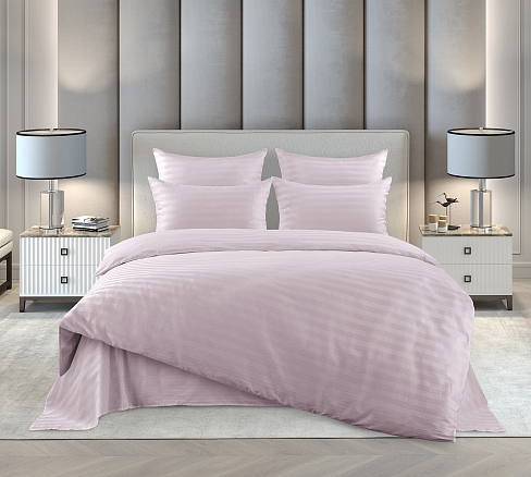 Постельное белье страйп-сатин ТМ Королевское искушение / Розовый крем
