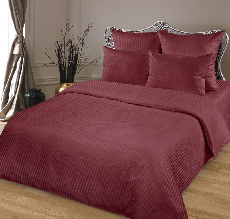 Постельное белье страйп-сатин Лакшери / Марсала