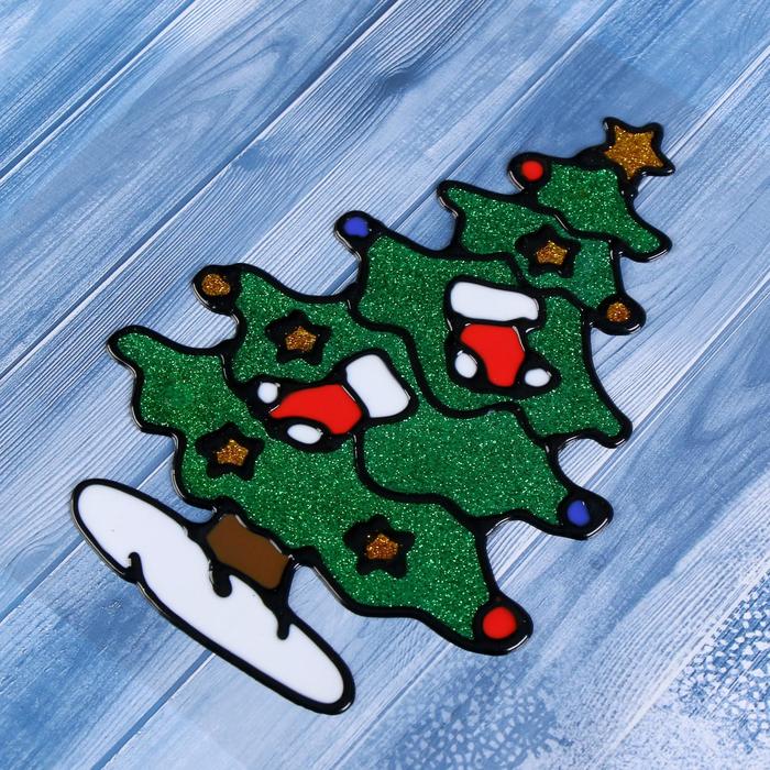 Наклейка на стекло «Ёлочка с носочками» 13×18 см