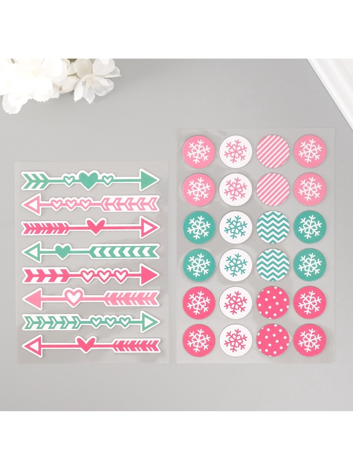 Набор наклеек для творчества «Снежная любовь», 2 листа, 22×12.5 см