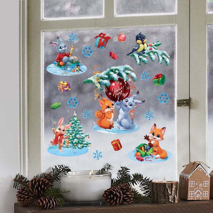 Наклейки на окна многоразовые «Новый год: Загадай желание», 50×70 см