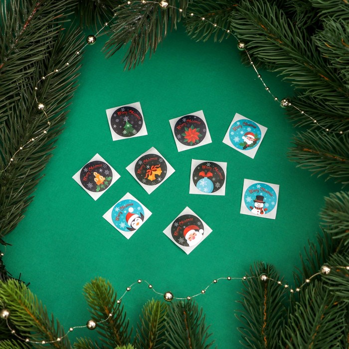 Наклейки новогодние в рулоне «Новогодняя ночь», 500 шт., 2.5×2.5 см