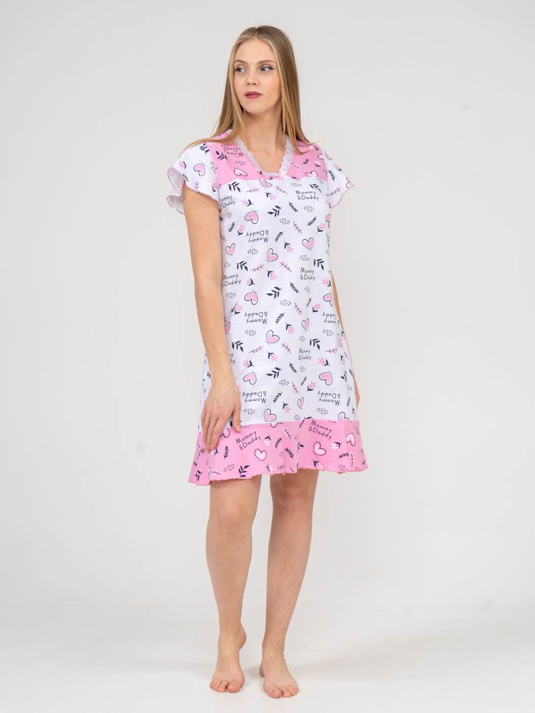 Ночная сорочка Астра крыло белый/сердца