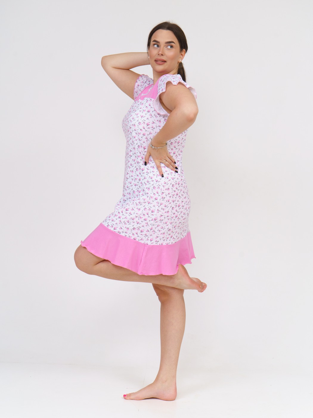 Ночная сорочка Астра крыло розовый/бутон