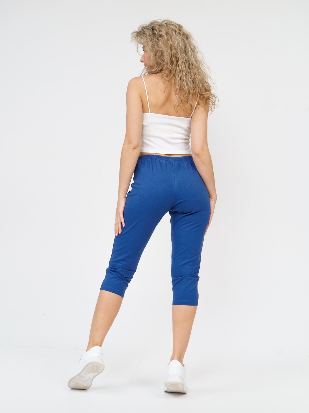 Бриджи кулирка с лайкрой однотонные индиго