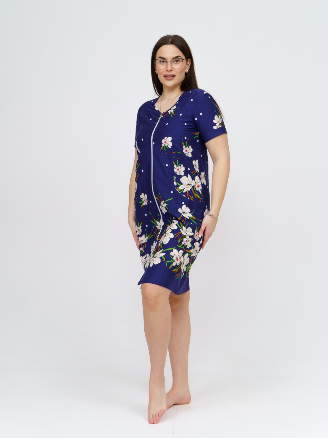 Халат Света купон синий/цветы