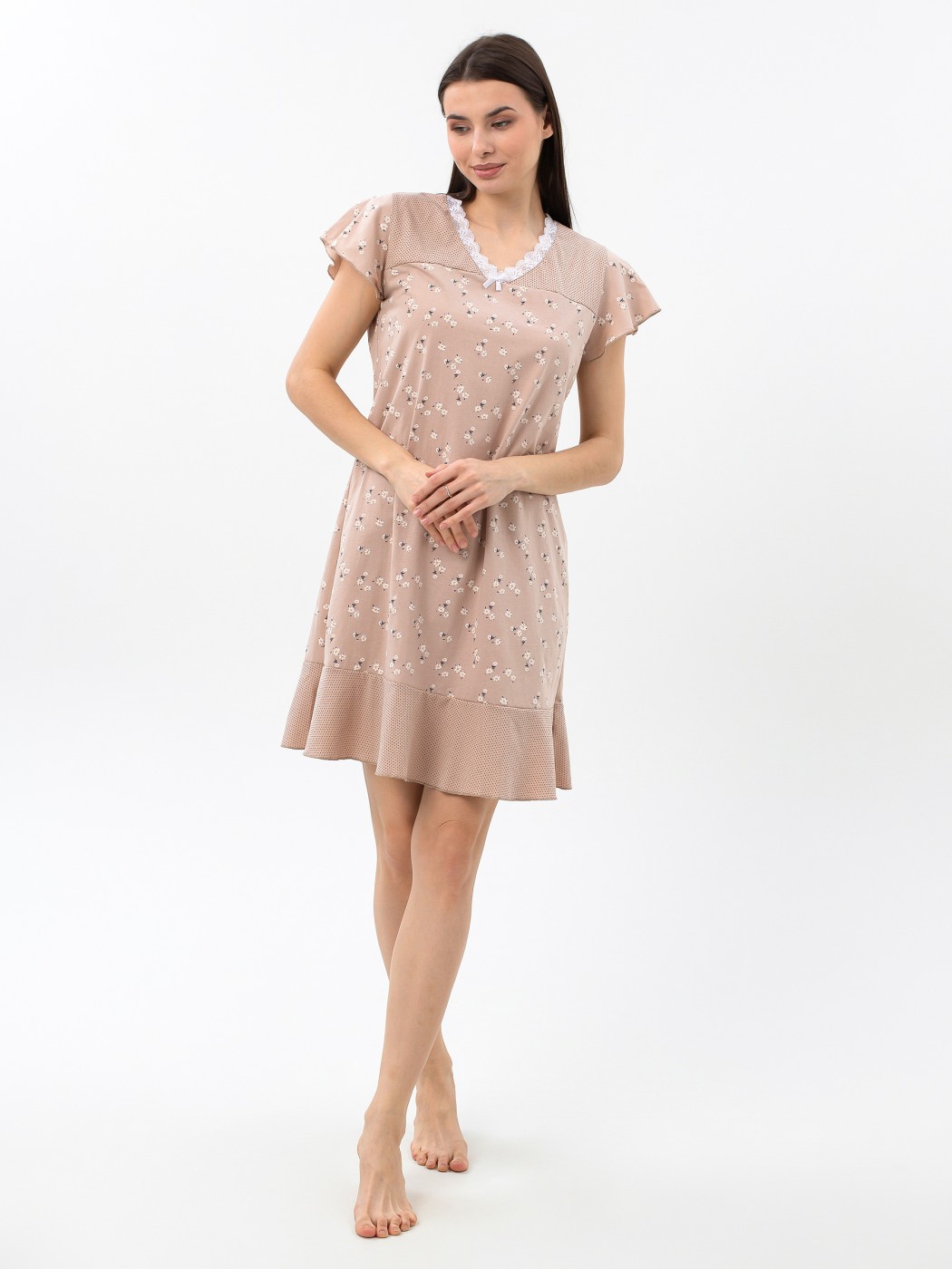Ночная сорочка Астра крыло беж/цветы