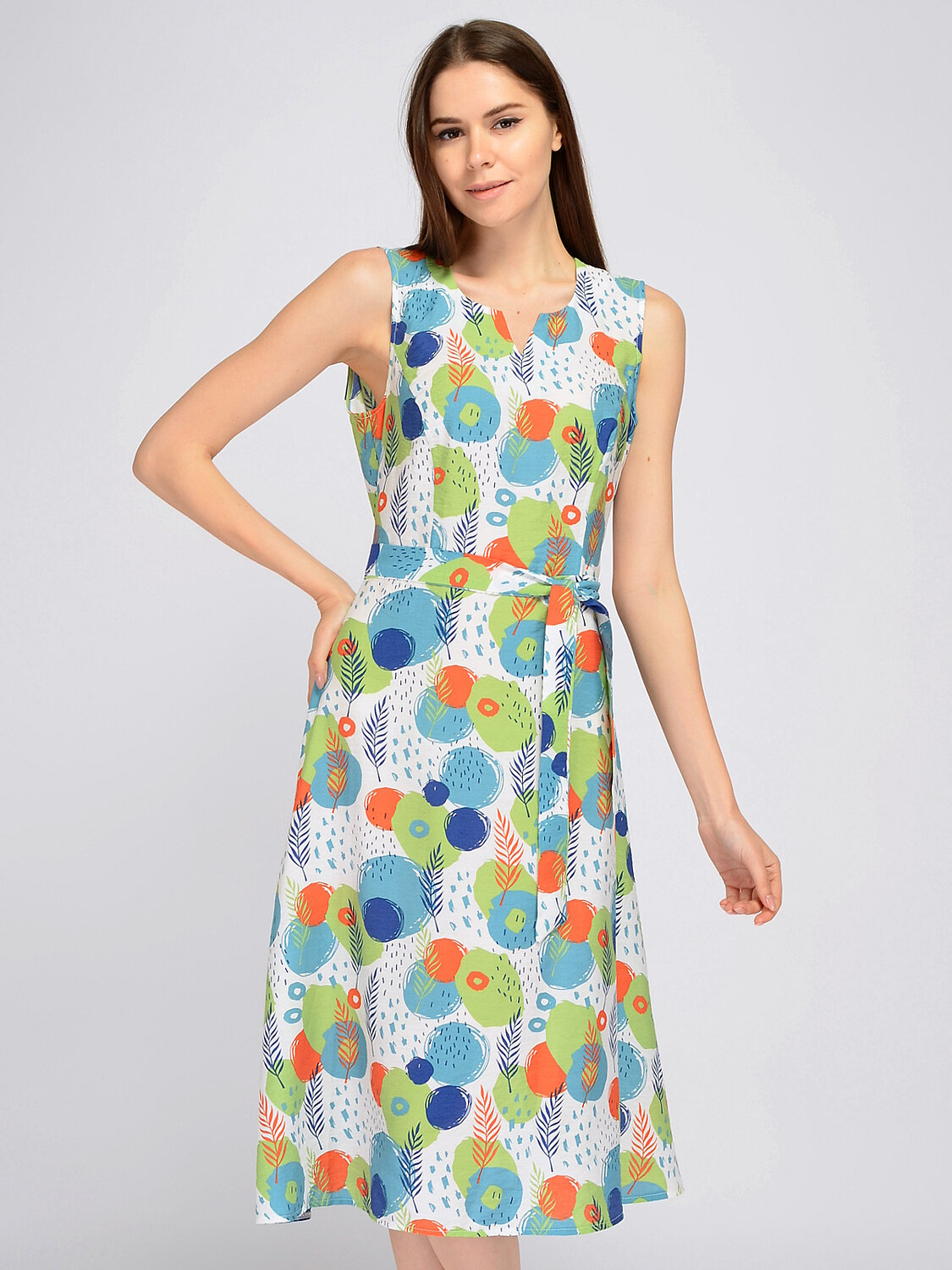 ст. цена2286руб.! VISERDI Платье 10291-лст 4421200бело-зеленый