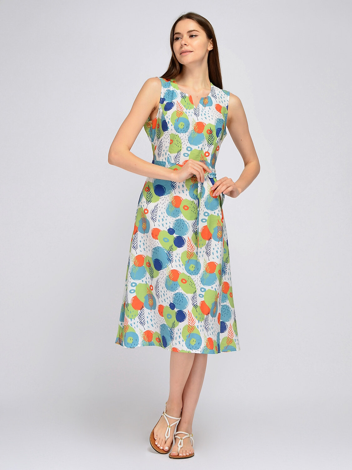 ст. цена2286руб.! VISERDI Платье 10291-лст 4421200бело-зеленый