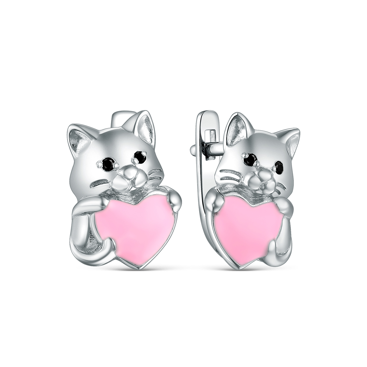 Серьги из серебра с эмалью и фианитами родированные 2313063