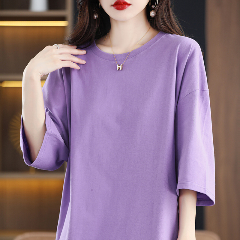 Футболка женская из хлопка плотностью 230г FI-C2-MYI44-14, сиреневый