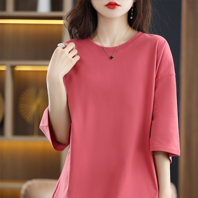 Футболка женская из хлопка плотностью 230г FI-C2-MYI44-05, кораллово-красный