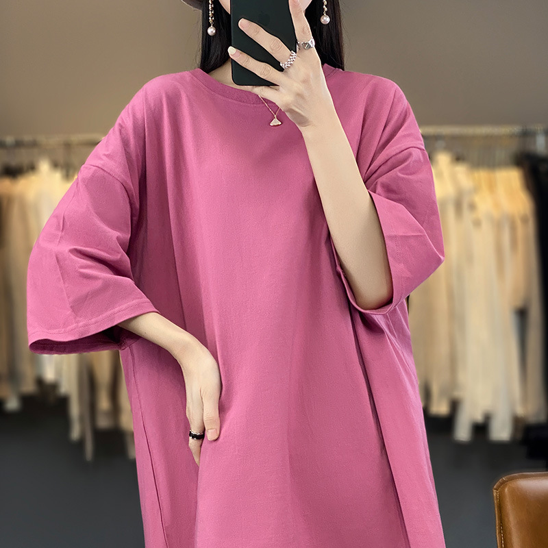 Футболка женская из хлопка плотностью 230г FI-C2-MYI44-06, тёмный розовый