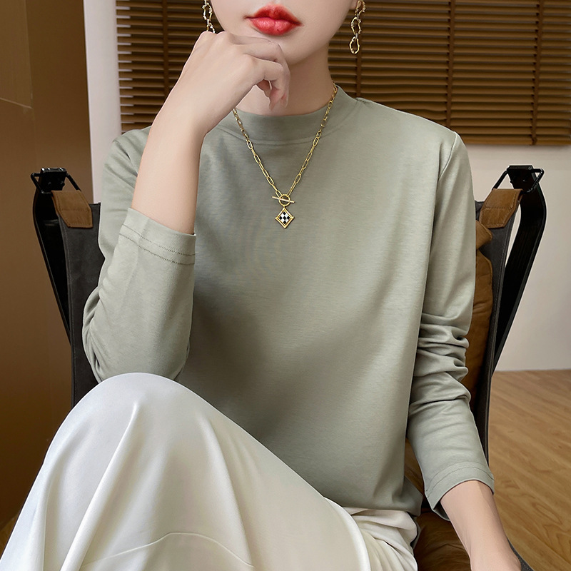 Футболка из мерсеризованого хлопка с длинным рукавом FI-M-YQ8813-07, фисташковый