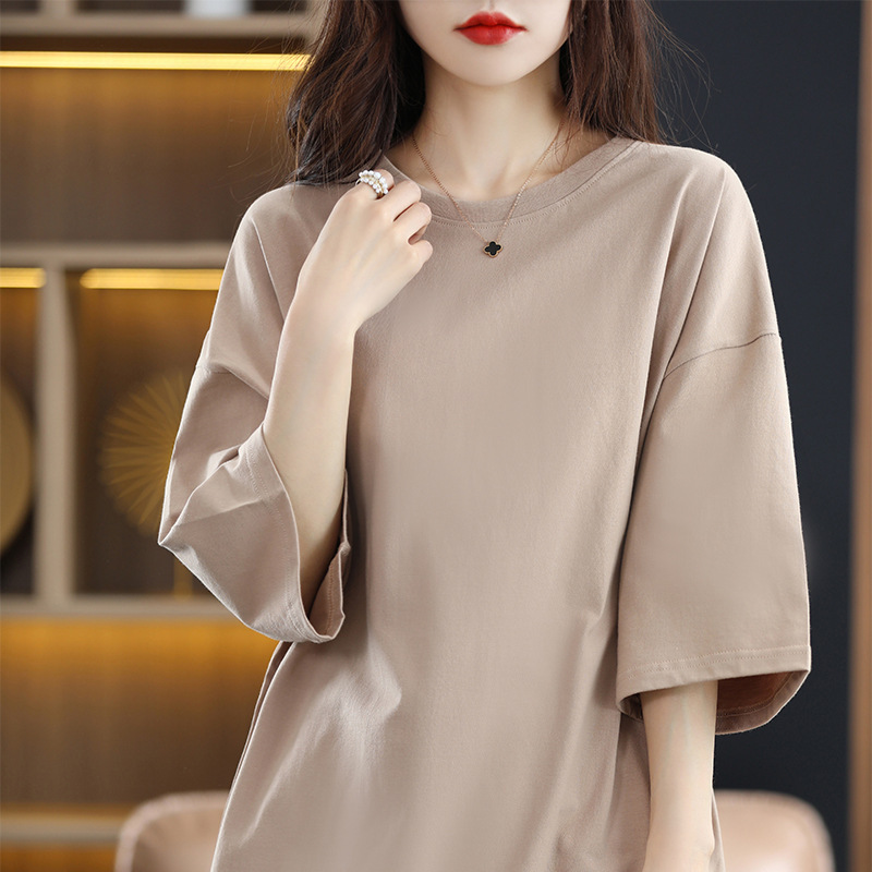 Футболка женская из хлопка плотностью 230г FI-C2-MYI44-02, кофе с молоком