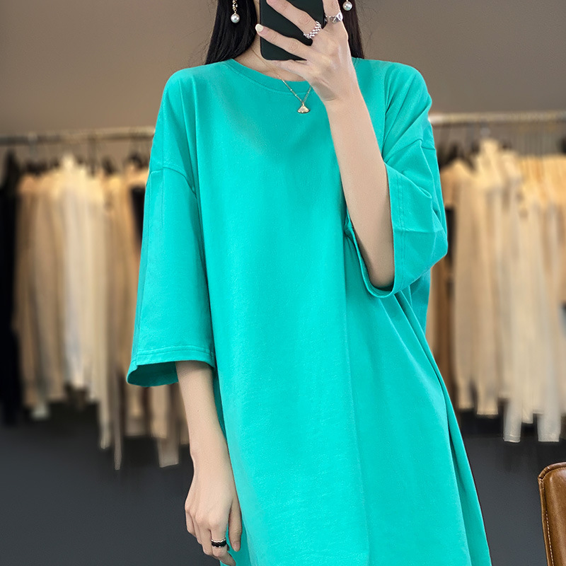 Футболка женская из хлопка плотностью 230г FI-C2-MYI44-03, бирюза