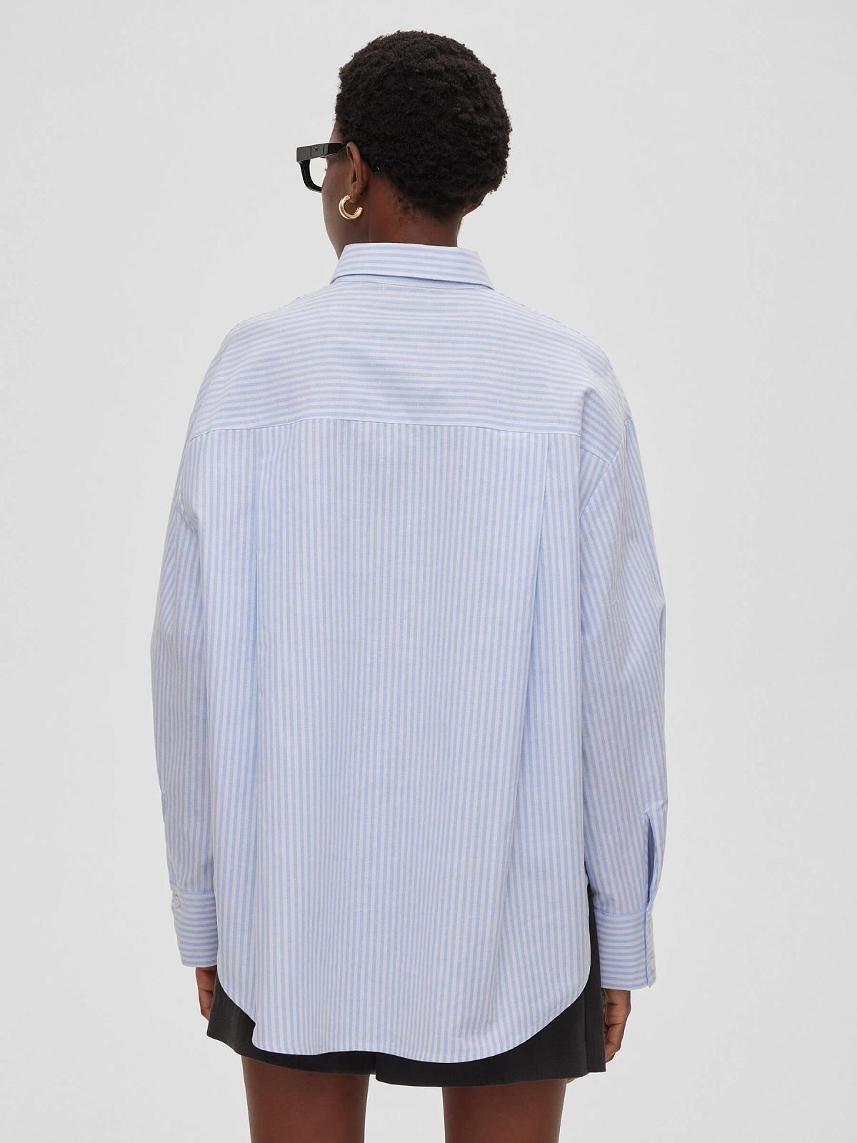 Рубашка свободного кроя с защипами 0122, голубой