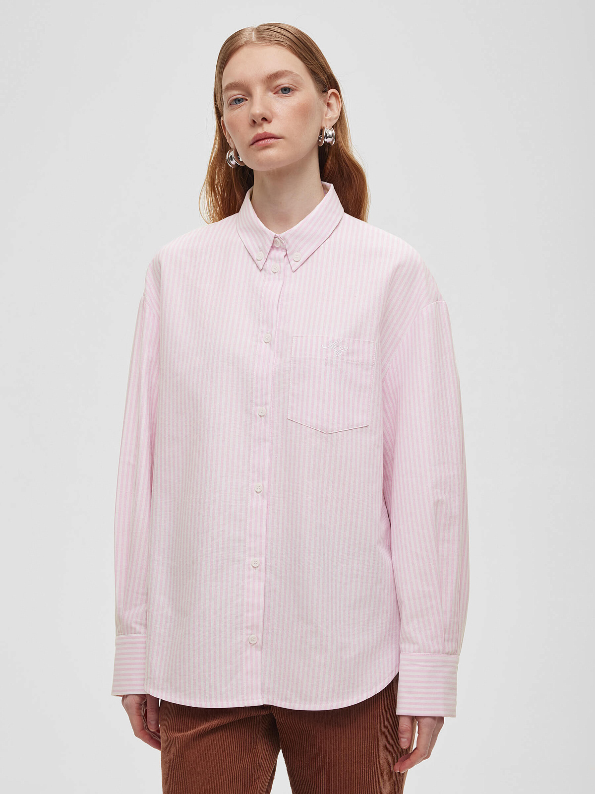 Рубашка свободного кроя с защипами 0122, розовый