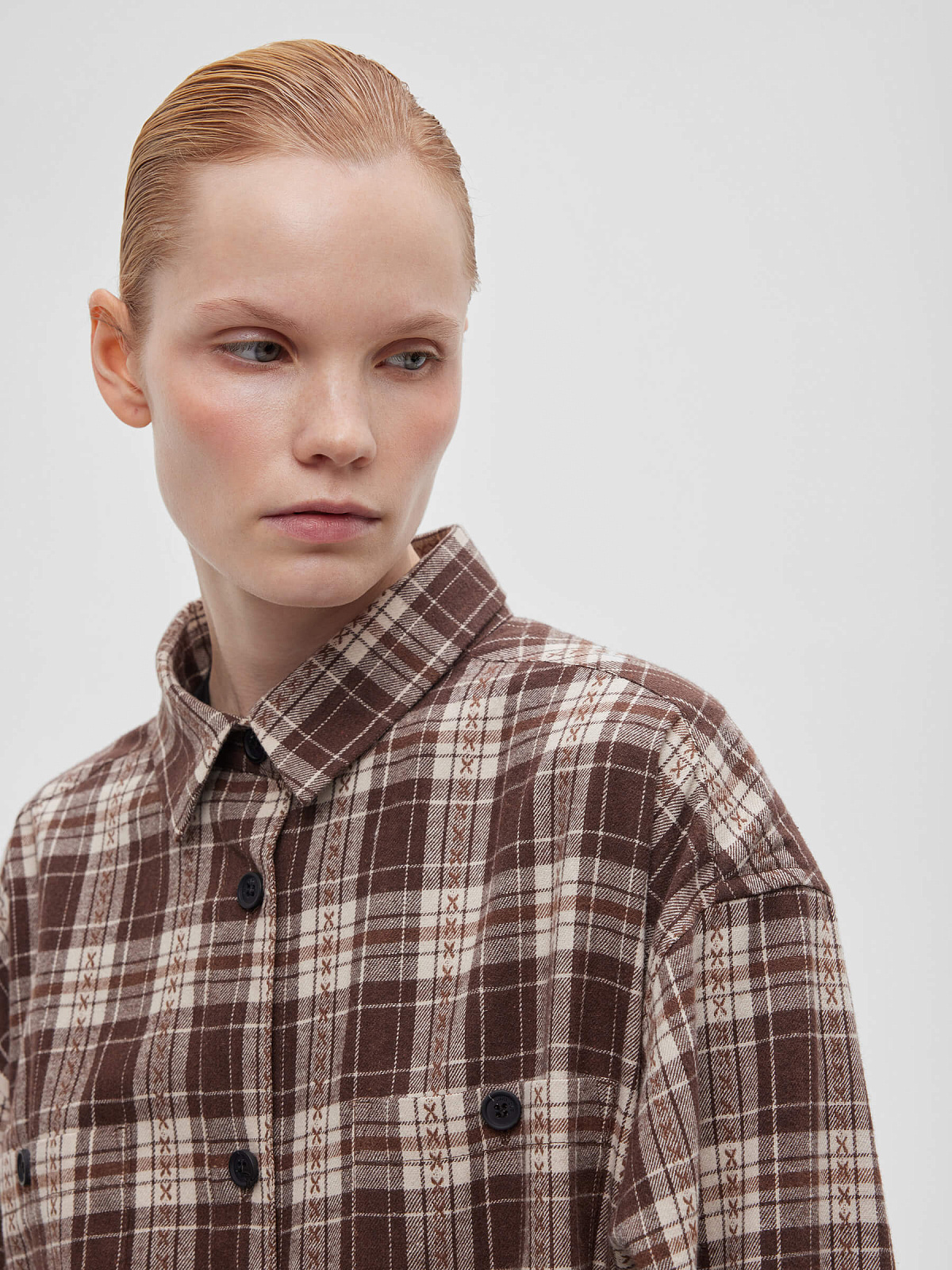 Рубашка фланелевая оверсайз 0121, коричневый