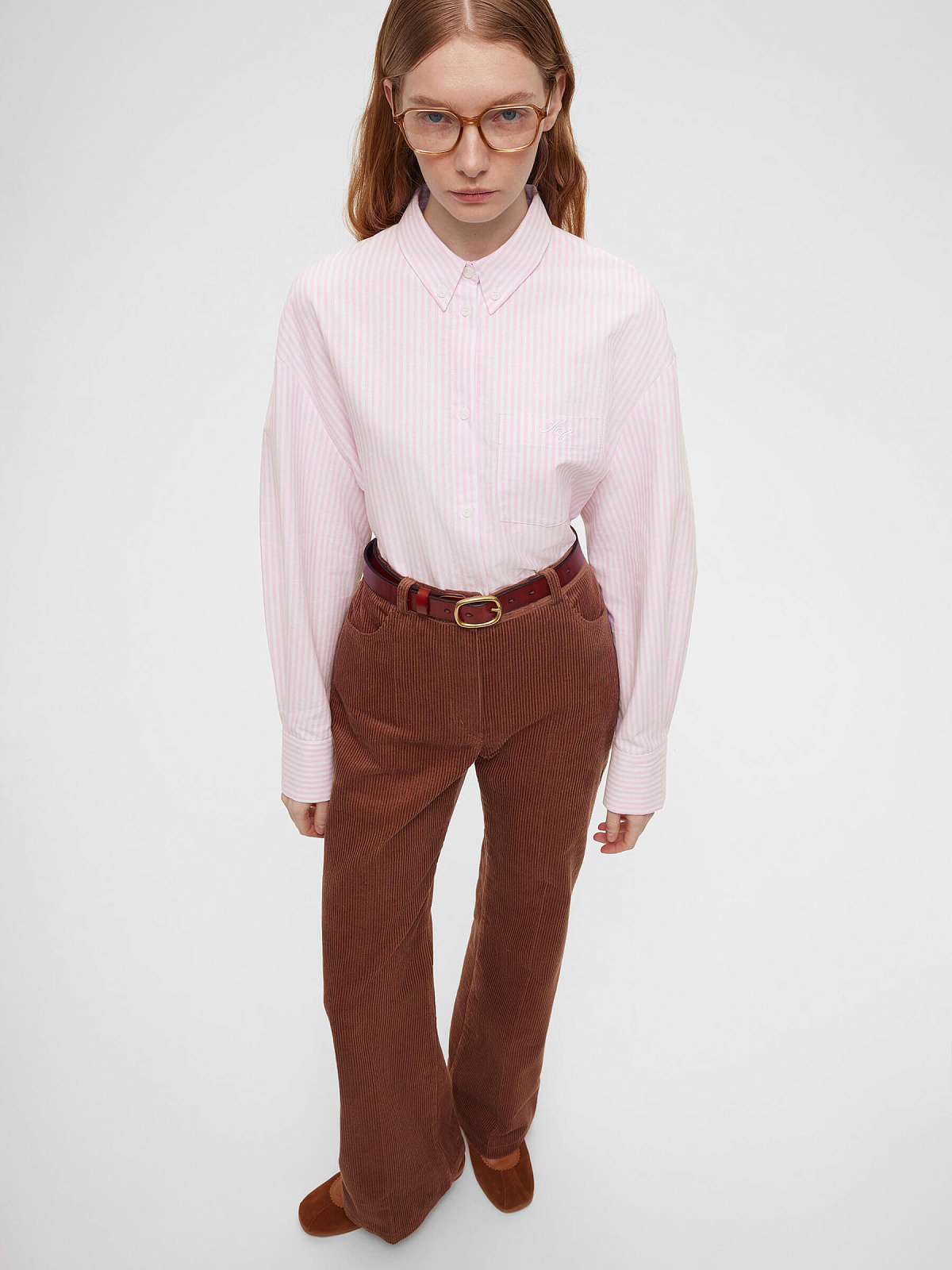 Рубашка свободного кроя с защипами 0122, розовый