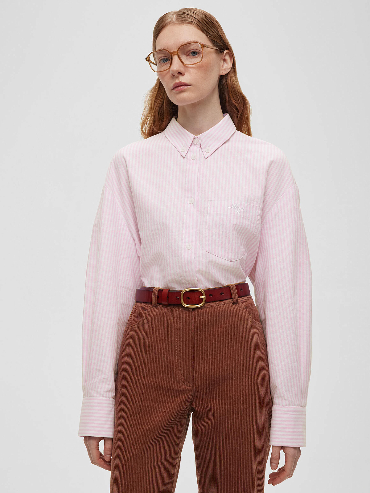 Рубашка свободного кроя с защипами 0122, розовый