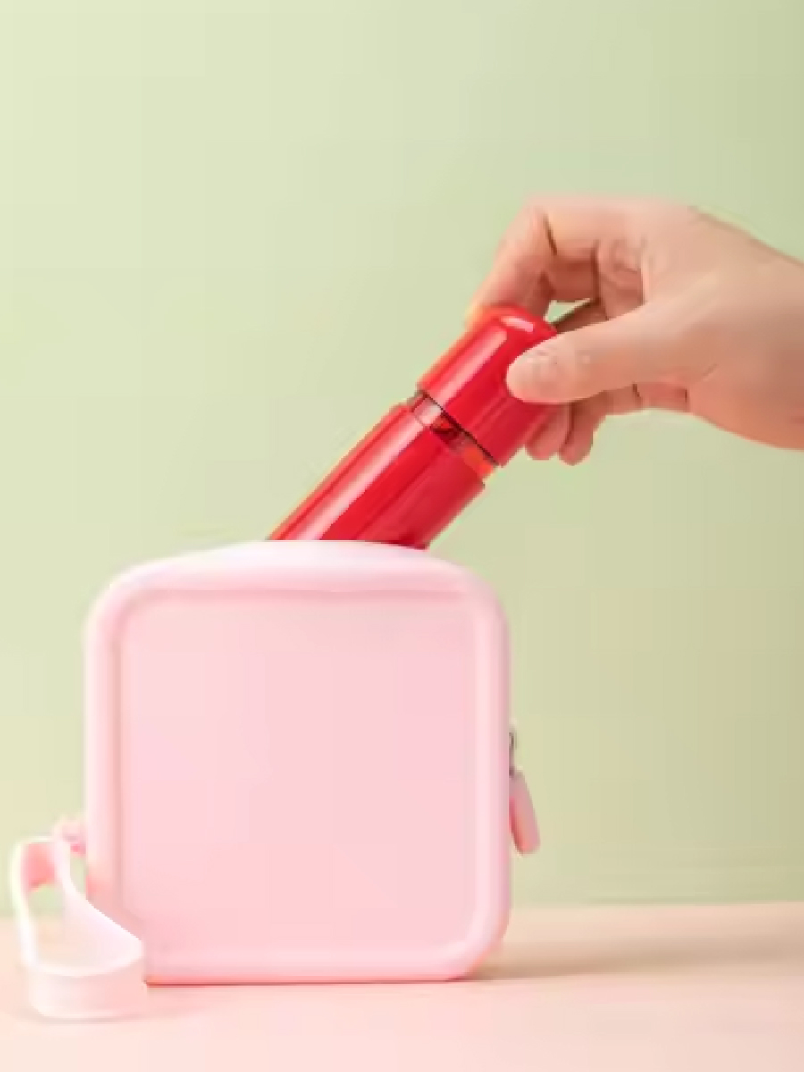 Kristaller Косметичка женская силиконовая, квадратная, розовый